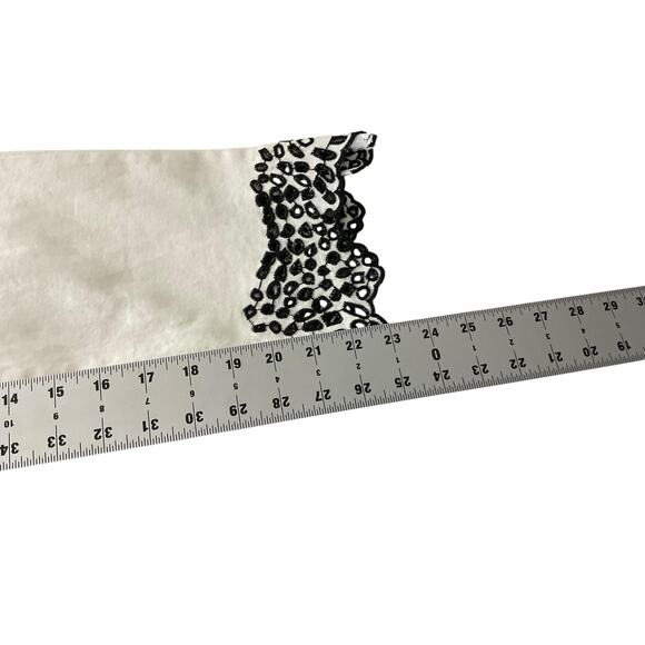 LOFT The Boot Crop Womens 8P White Pants Black Embroidered Hem High Rise Petite - Picture 10 of 10